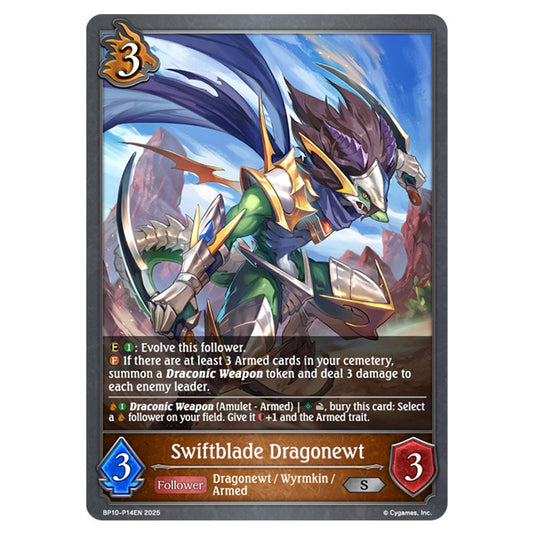 Swiftblade Dragonewt BP10-P14EN card from the Shadowverse: Evolve set Gods of the Arcana