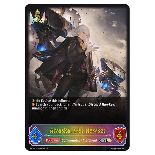 Alyaska, War Hawker BP10-SL07EN card from the Shadowverse: Evolve set Gods of the Arcana