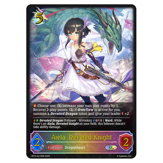 Aiela, Devoted Knight BP10-SL14EN card from the Shadowverse: Evolve set Gods of the Arcana
