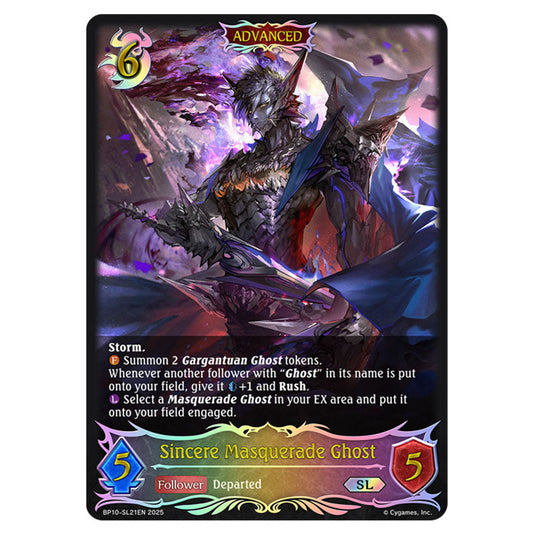 Sincere Masquerade Ghost BP10-SL21EN card from the Shadowverse: Evolve set Gods of the Arcana