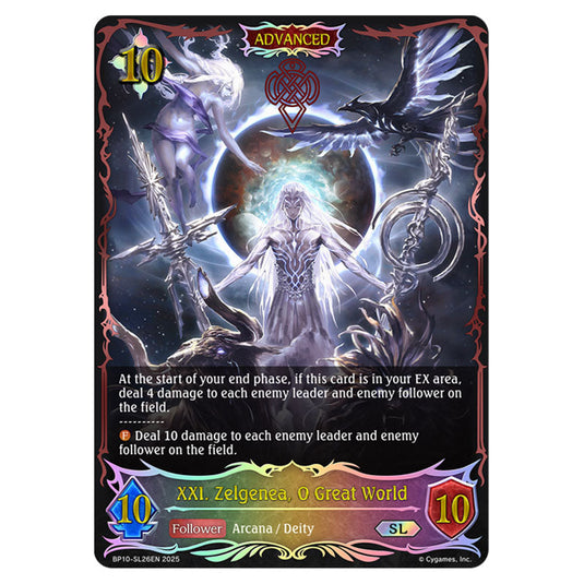 XXI. Zelgenea, O Great World BP10-SL26EN card from the Shadowverse: Evolve set Gods of the Arcana