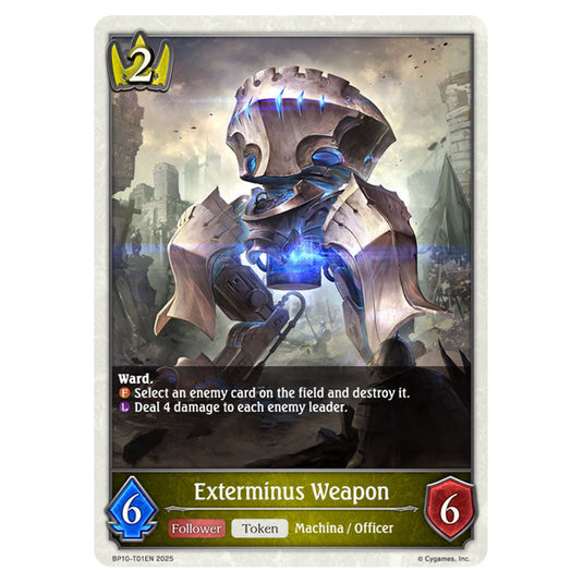 Exterminus Weapon BP10-T01EN card from the Shadowverse: Evolve set Gods of the Arcana