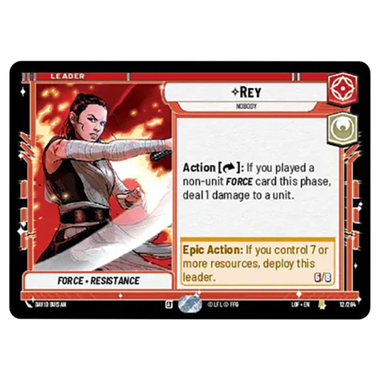 Rey Nobody card from the Star Wars Unlimited set Legends of the Force