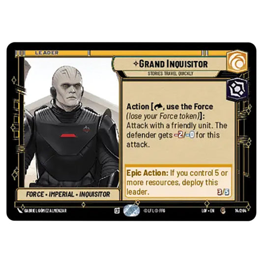 Grand Inquisitor Stories Travel Quickly card from the Star Wars Unlimited set Legends of the Force