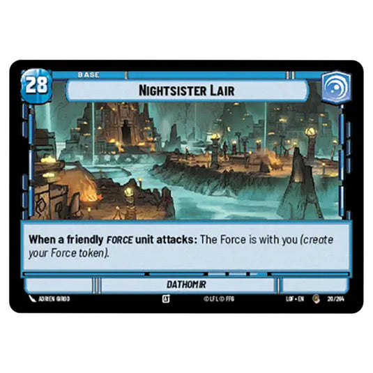 Nightsister Lair card from the Star Wars Unlimited set Legends of the Force