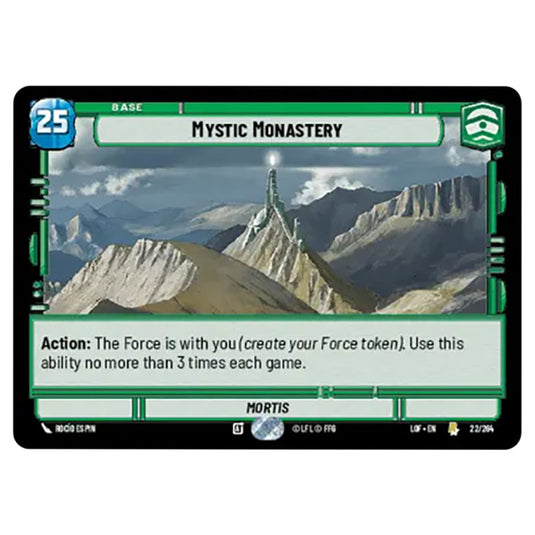 Mystic Monastery card from the Star Wars Unlimited set Legends of the Force