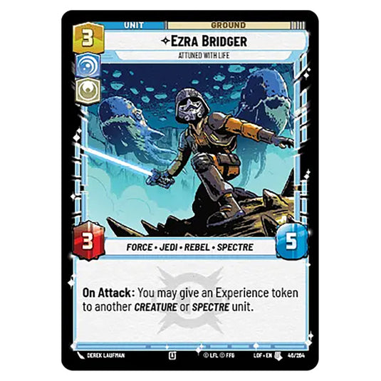 Ezra Bridger Attuned With Life card from the Star Wars Unlimited set Legends of the Force