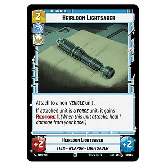 Heirloom Lightsaber card from the Star Wars Unlimited set Legends of the Force