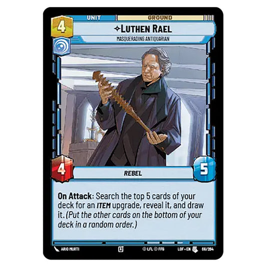 Luthen Rael Masquerading Antiquarian card from the Star Wars Unlimited set Legends of the Force