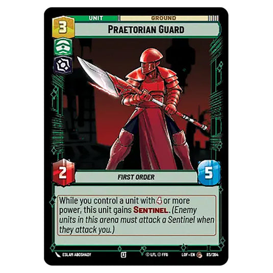 Praetorian Guard card from the Star Wars Unlimited set Legends of the Force