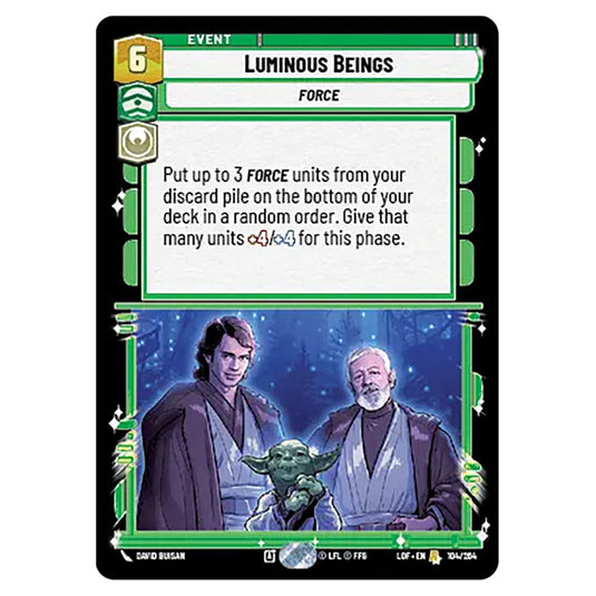 Luminous Beings card from the Star Wars Unlimited set Legends of the Force