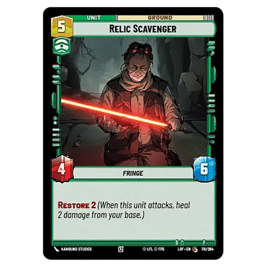 Relic Scavenger card from the Star Wars Unlimited set Legends of the Force