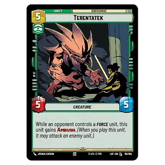 Terentatek card from the Star Wars Unlimited set Legends of the Force