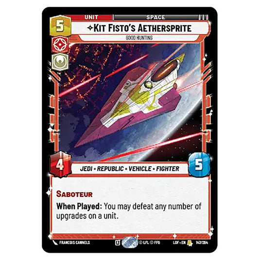 Kit Fisto's Aethersprite Good Hunting card from the Star Wars Unlimited set Legends of the Force