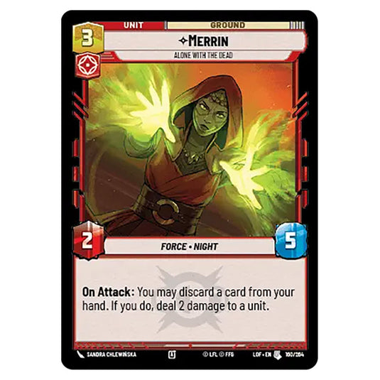 Merrin Alone with the Dead card from the Star Wars Unlimited set Legends of the Force