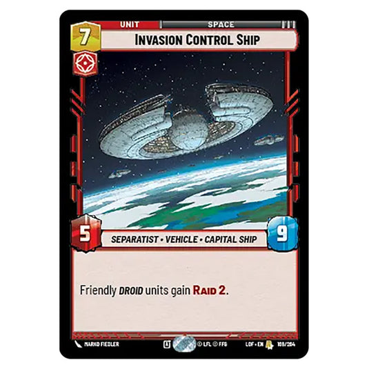 Invasion Control Ship card from the Star Wars Unlimited set Legends of the Force