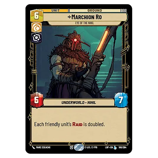 Marchion Ro Eye of the Nihil card from the Star Wars Unlimited set Legends of the Force