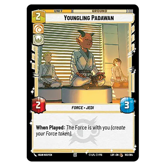 Youngling Padawan card from the Star Wars Unlimited set Legends of the Force