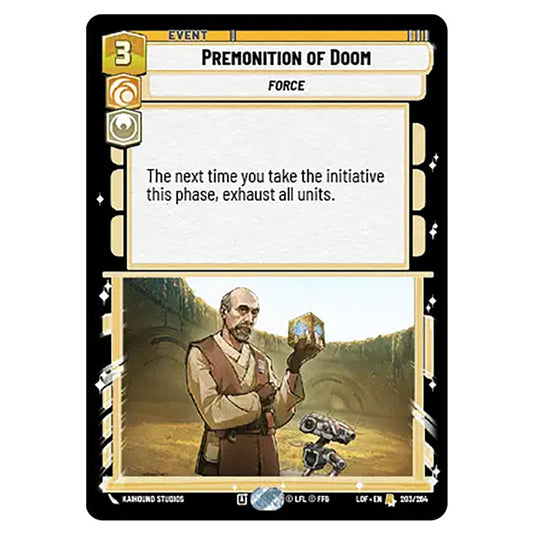 Premonition of Doom card from the Star Wars Unlimited set Legends of the Force