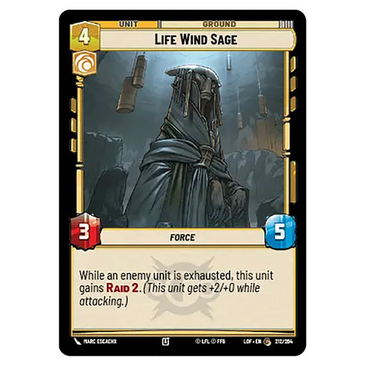 Life Wind Sage card from the Star Wars Unlimited set Legends of the Force