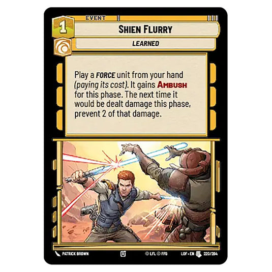 Shien Flurry card from the Star Wars Unlimited set Legends of the Force
