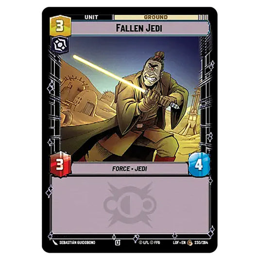 Fallen Jedi card from the Star Wars Unlimited set Legends of the Force