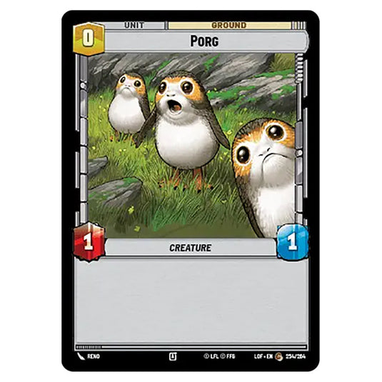 Porg card from the Star Wars Unlimited set Legends of the Force
