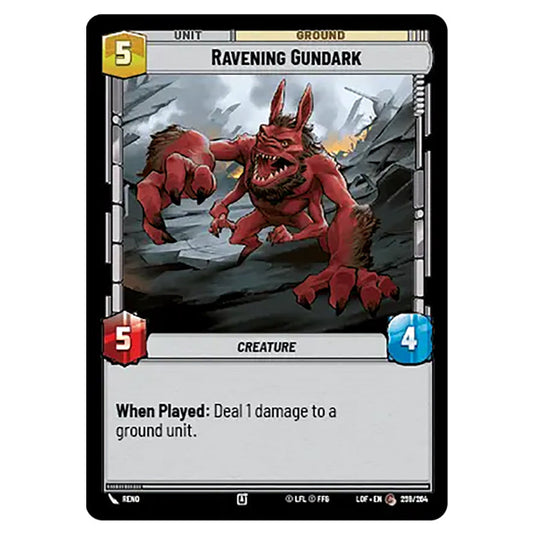Ravening Gundark card from the Star Wars Unlimited set Legends of the Force