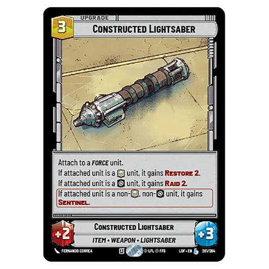 Constructed Lightsaber card from the Star Wars Unlimited set Legends of the Force