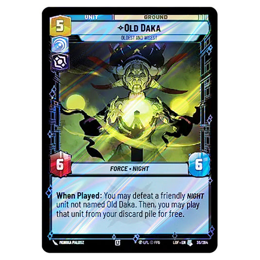 Old Daka Oldest and Wisest card from the Star Wars Unlimited set Legends of the Force