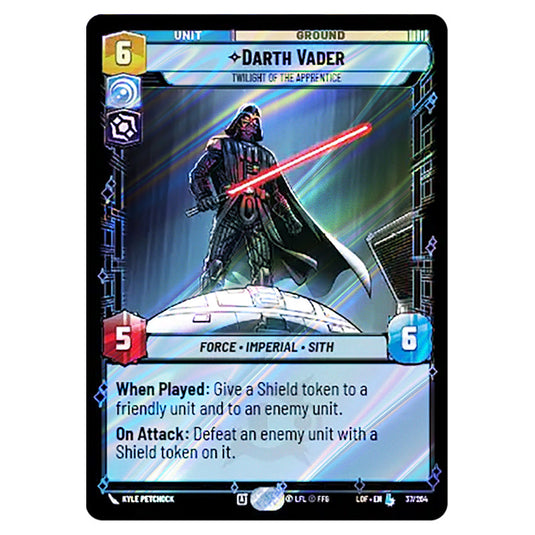 Darth Vader Twilight of the Apprentice card from the Star Wars Unlimited set Legends of the Force