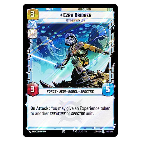 Ezra Bridger Attuned With Life card from the Star Wars Unlimited set Legends of the Force