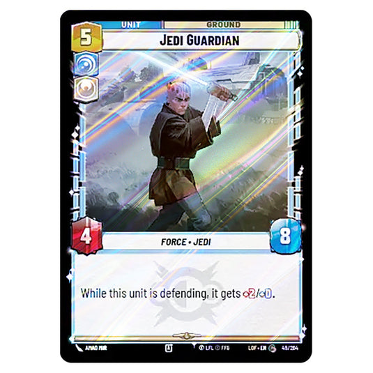 Jedi Guardian card from the Star Wars Unlimited set Legends of the Force