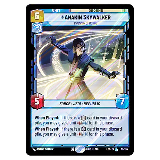 Anakin Skywalker Champion of Mortis card from the Star Wars Unlimited set Legends of the Force