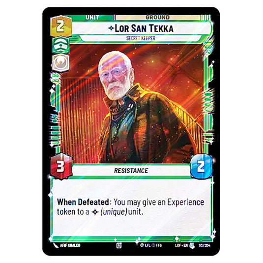Lor San Tekka Secret Keeper card from the Star Wars Unlimited set Legends of the Force