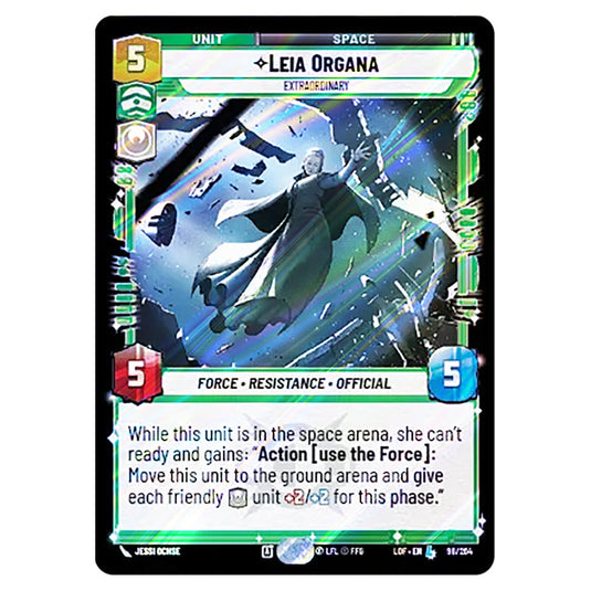 Leia Organa Extraordinary card from the Star Wars Unlimited set Legends of the Force