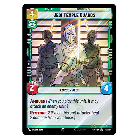 Jedi Temple Guards card from the Star Wars Unlimited set Legends of the Force