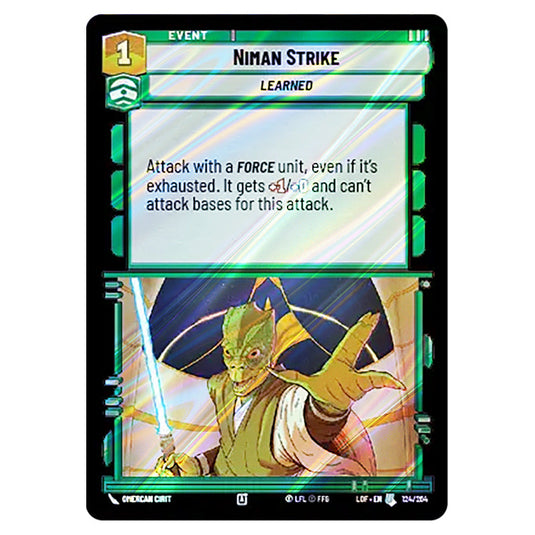 Niman Strike card from the Star Wars Unlimited set Legends of the Force