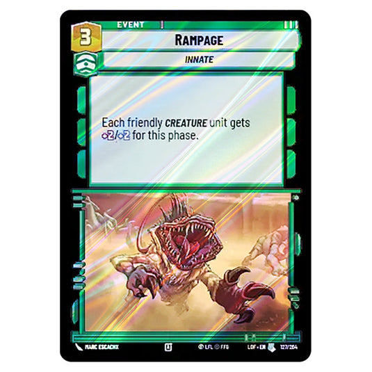 Rampage card from the Star Wars Unlimited set Legends of the Force