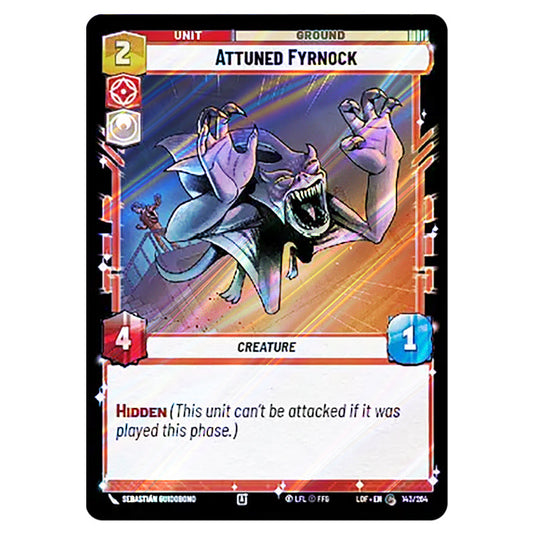 Attuned Fyrnock card from the Star Wars Unlimited set Legends of the Force