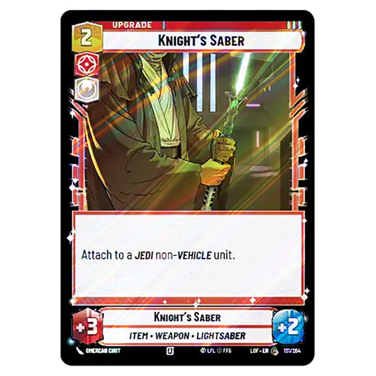 Knight's Saber card from the Star Wars Unlimited set Legends of the Force