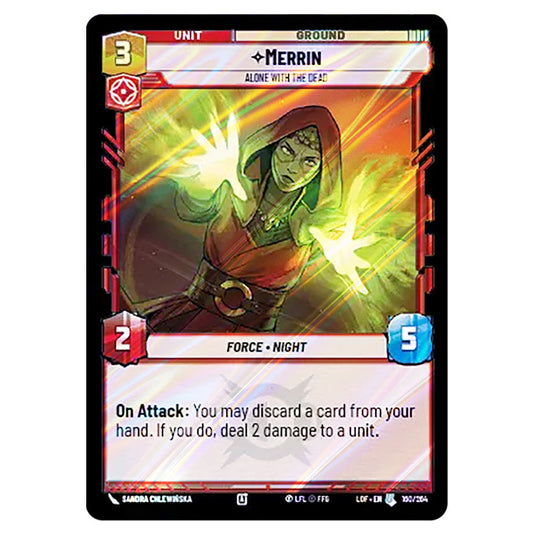 Merrin Alone with the Dead card from the Star Wars Unlimited set Legends of the Force