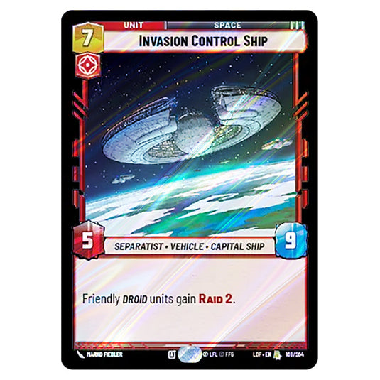 Invasion Control Ship card from the Star Wars Unlimited set Legends of the Force