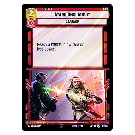 Ataru Onslaught card from the Star Wars Unlimited set Legends of the Force