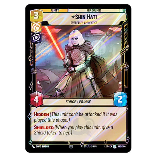 Shin Hati Overeager Apprentice card from the Star Wars Unlimited set Legends of the Force