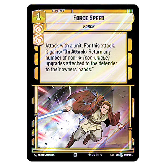 Force Speed card from the Star Wars Unlimited set Legends of the Force