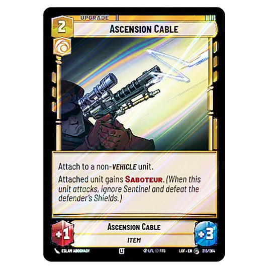 Ascension Cable card from the Star Wars Unlimited set Legends of the Force