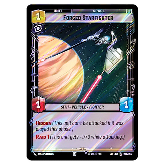 Forged Starfighter card from the Star Wars Unlimited set Legends of the Force