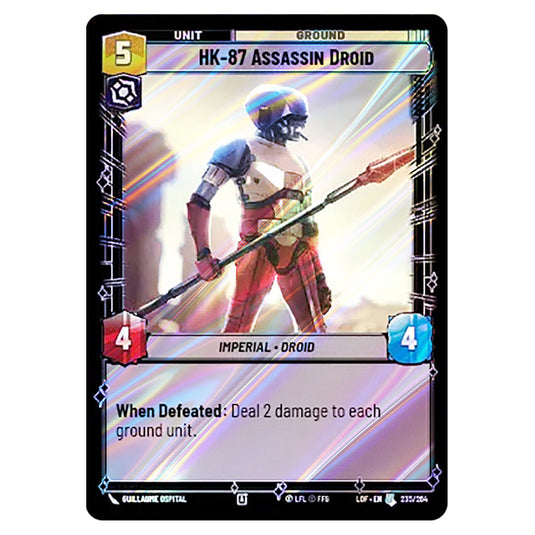 HK-87 Assassin Droid card from the Star Wars Unlimited set Legends of the Force