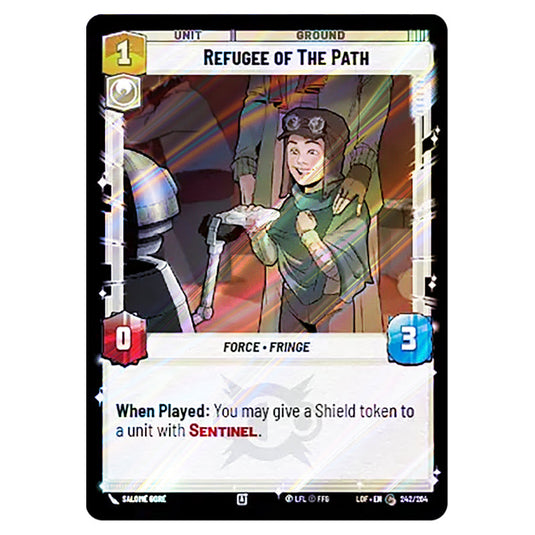 Refugee of The Path card from the Star Wars Unlimited set Legends of the Force
